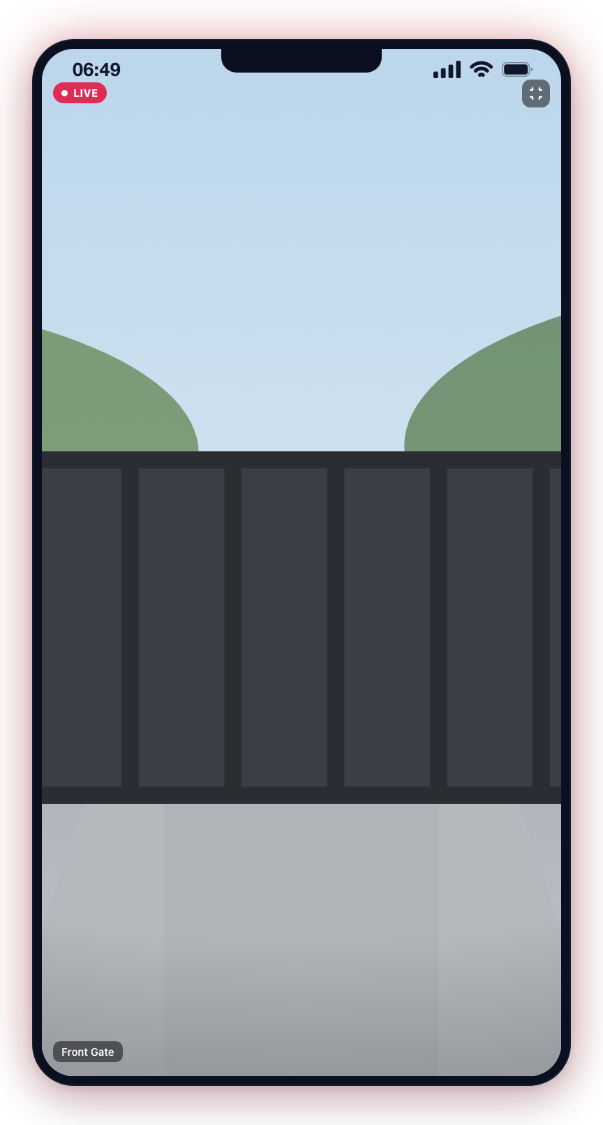 Rotate to landscape and the feed fills the whole screen; tap the full-screen icon to exit.