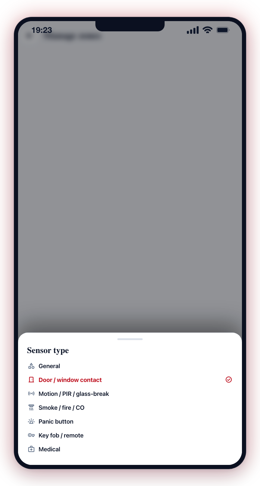 Pick the sensor type to set the zone's icon and sensible defaults.