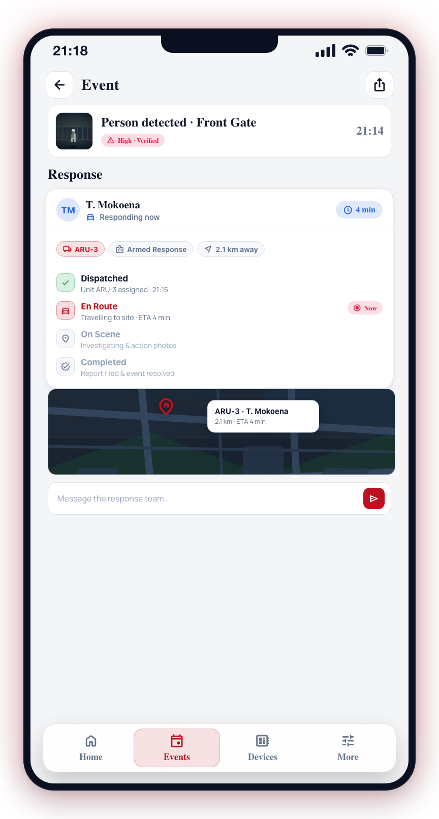 Tracking the responding unit in real time.