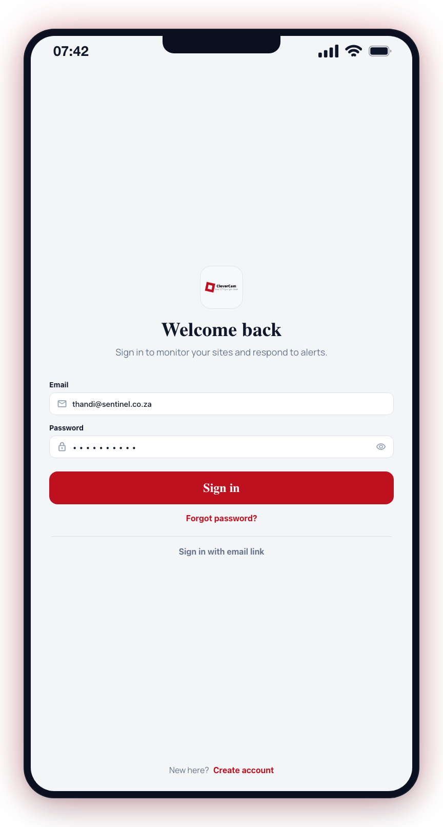 With your email verified, return to the sign-in screen and log in for the first time.