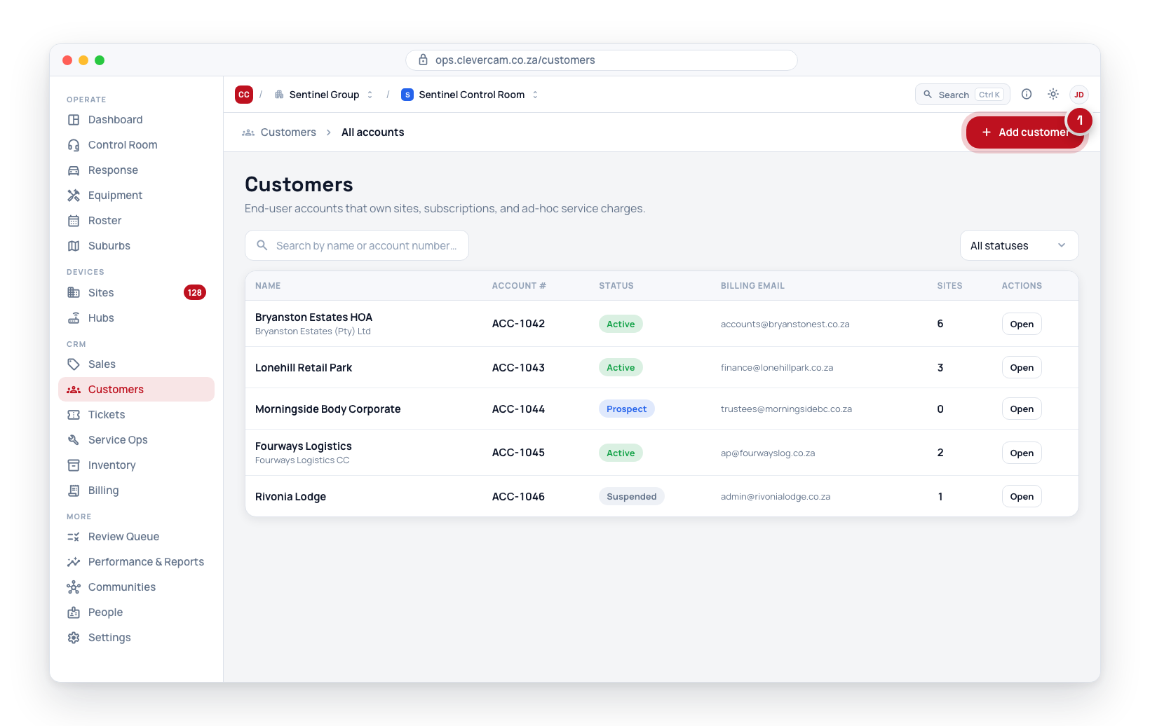 Open Customers and click New customer
