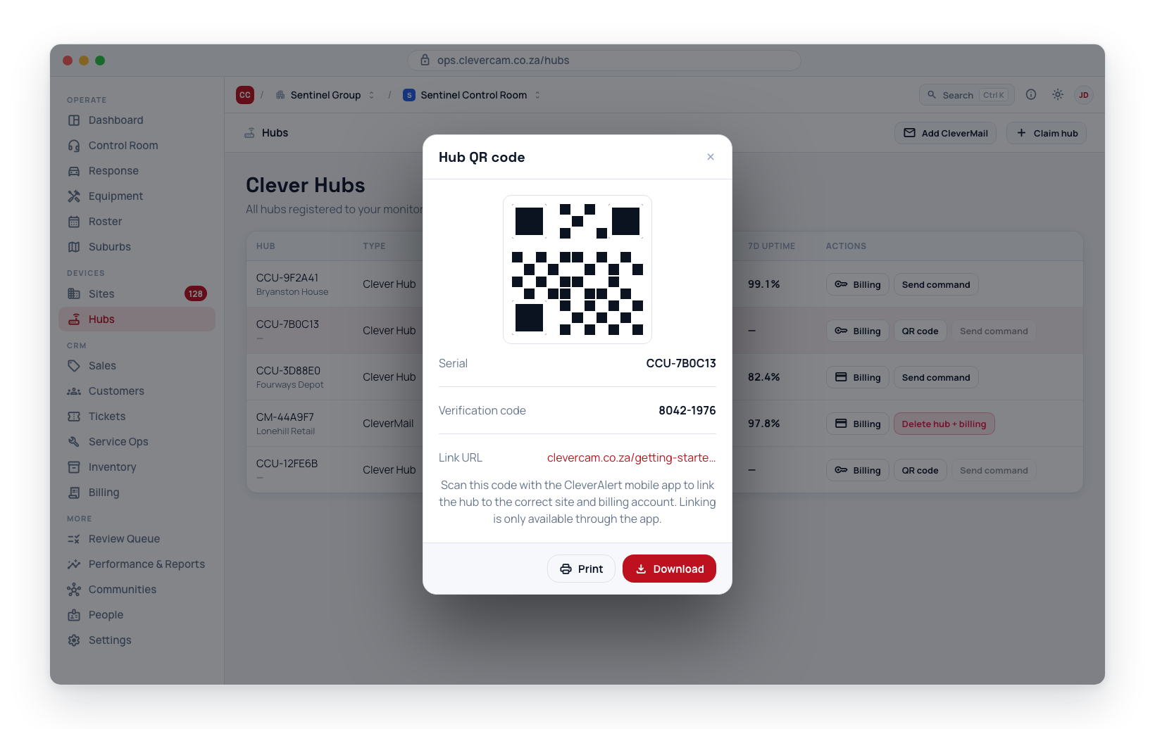 A hub pairing QR code.