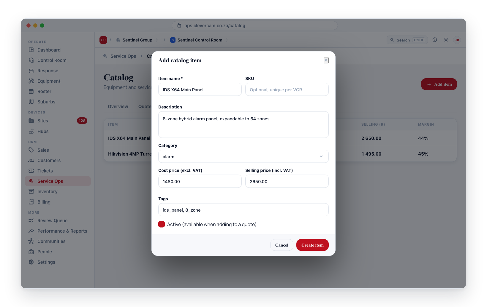 The Add catalog item dialog.